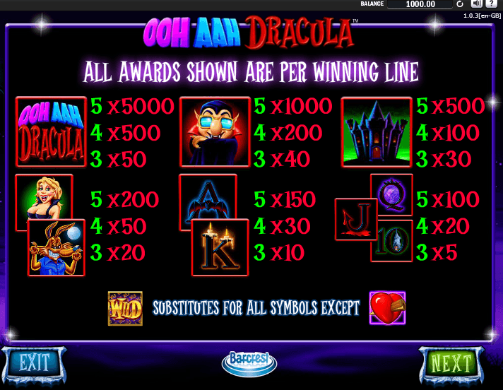 free ooh aah dracula slot jennycasino.com